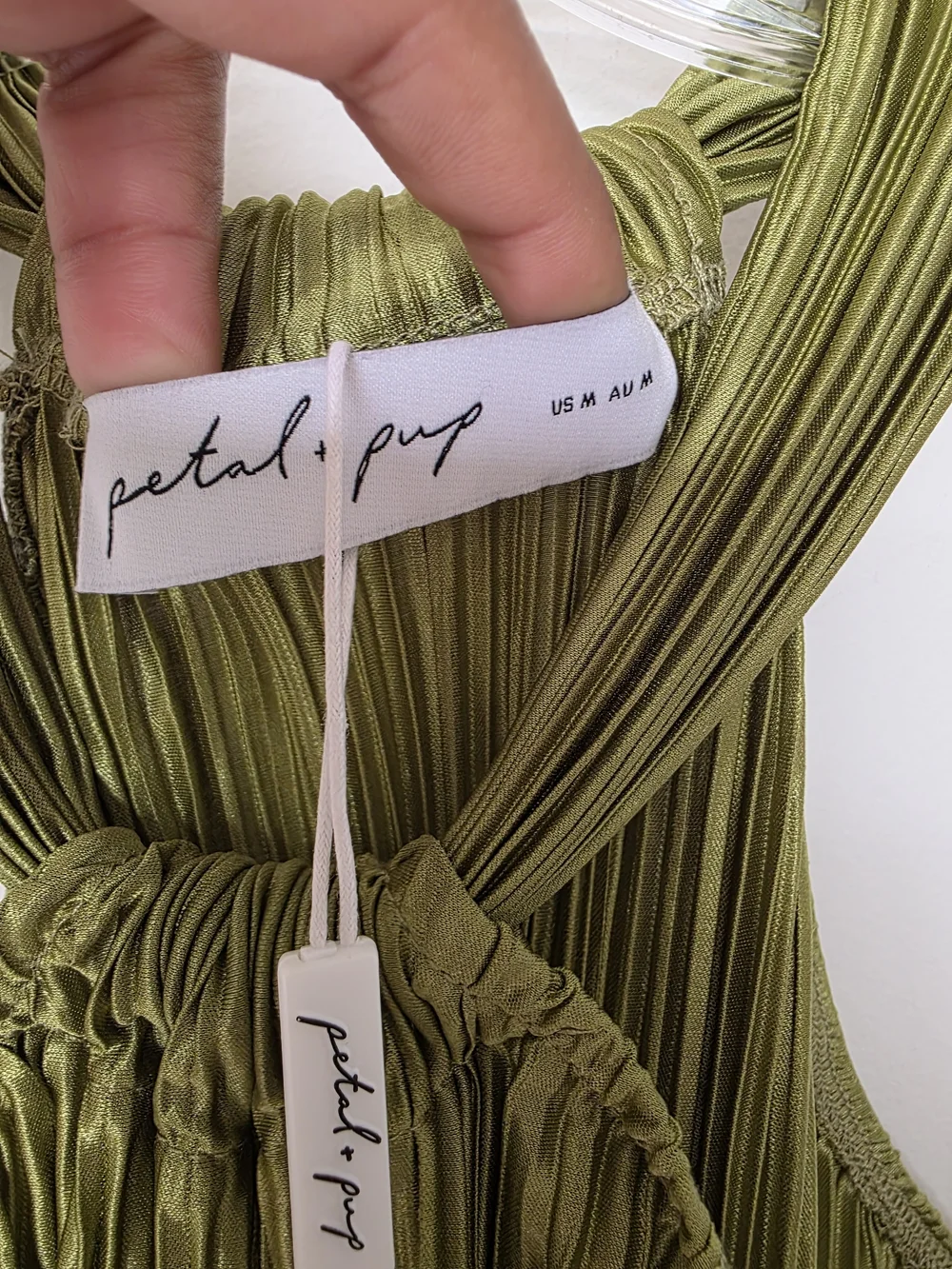 Petal & Pup Olive Halter Pleated Midi Dress - Picture 7 of 9